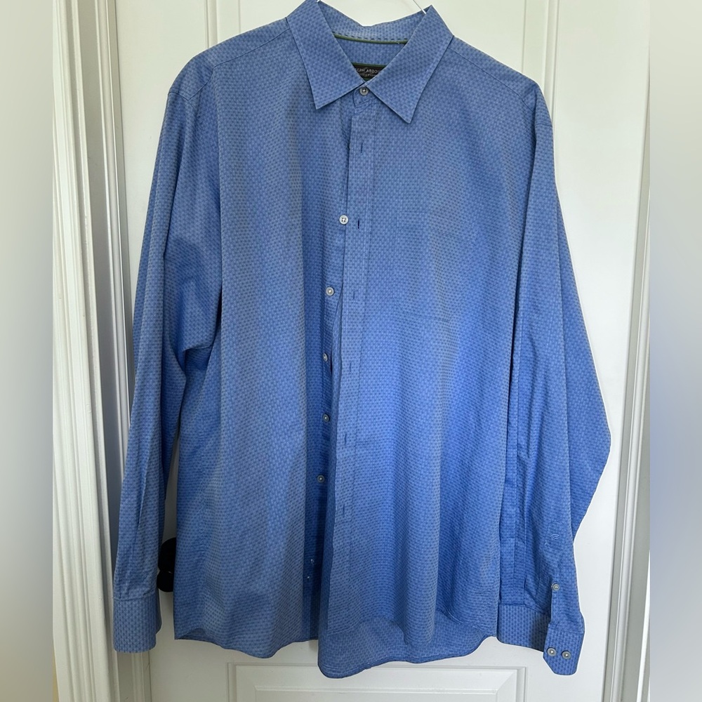 Joseph Abboud Geometric Print Blue Dress Shirt XXL 100% Cotton